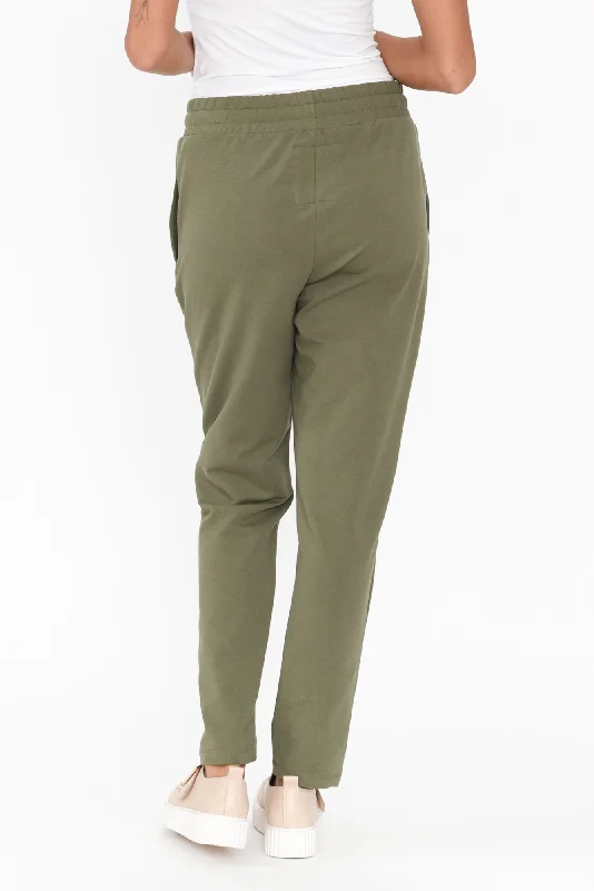 Lobby Khaki Cotton Relaxed Pants