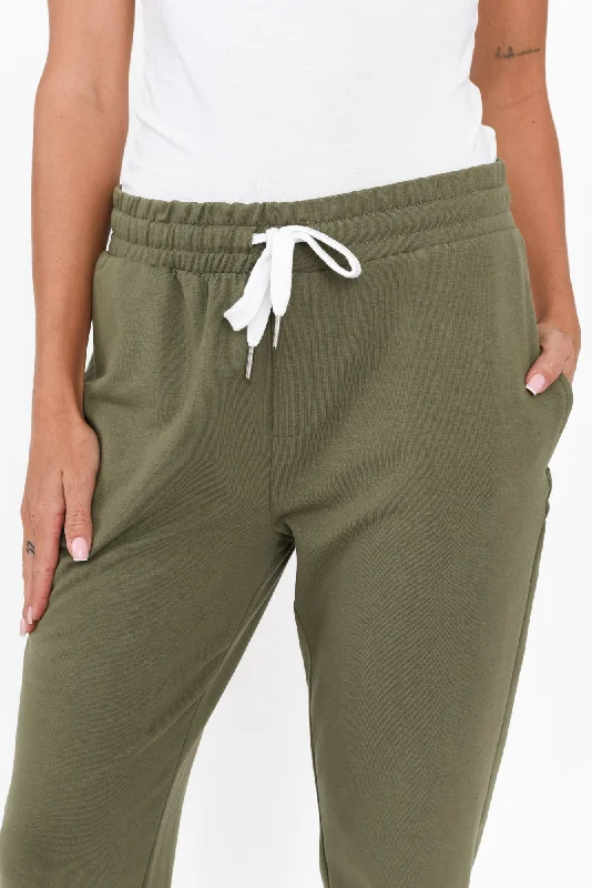 Lobby Khaki Cotton Relaxed Pants