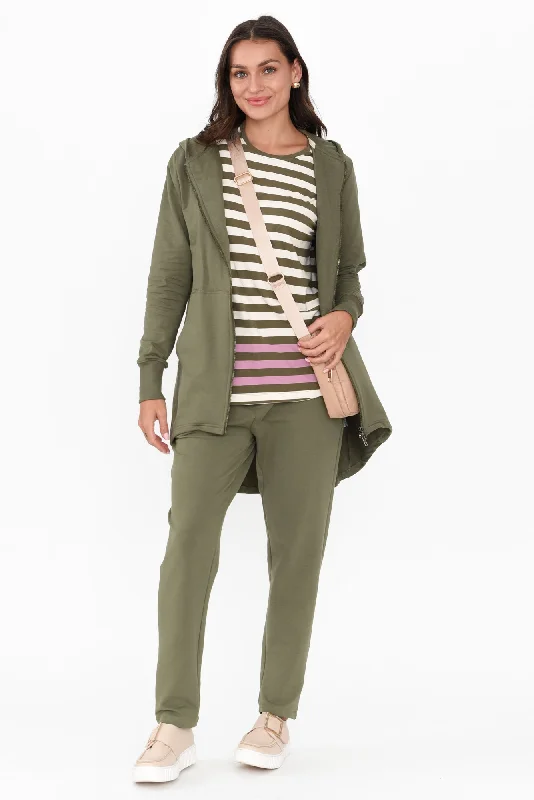 Lobby Khaki Cotton Relaxed Pants