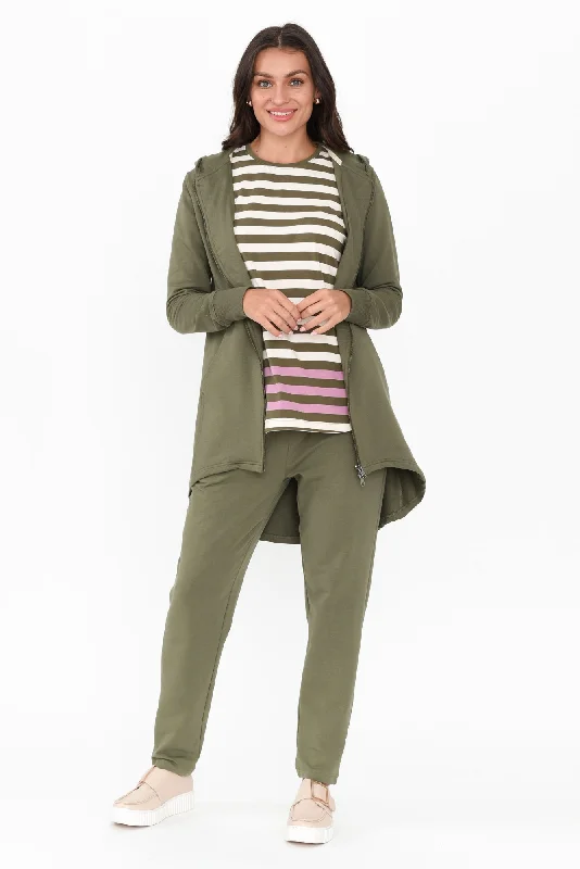 Lobby Khaki Cotton Relaxed Pants