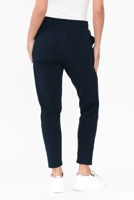 Lobby Navy Cotton Relaxed Pants