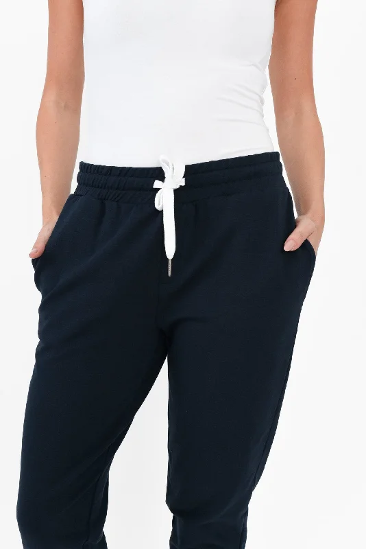 Lobby Navy Cotton Relaxed Pants