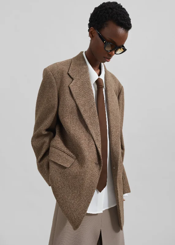 Low Classic Over Fit Wool Blazer - Brown