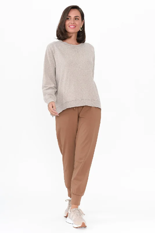 Mocha Cotton Everyday Tie Pants