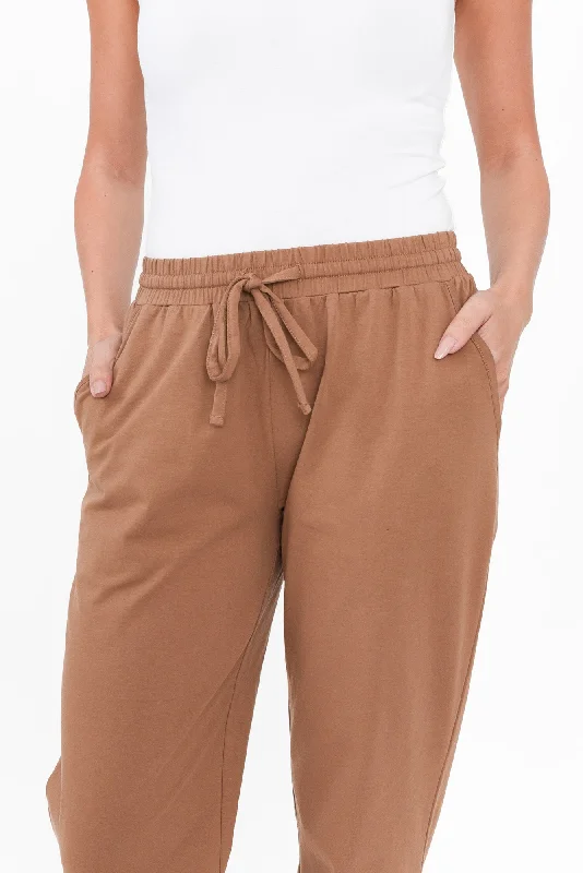 Mocha Cotton Everyday Tie Pants