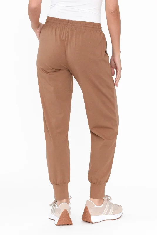 Mocha Cotton Everyday Tie Pants