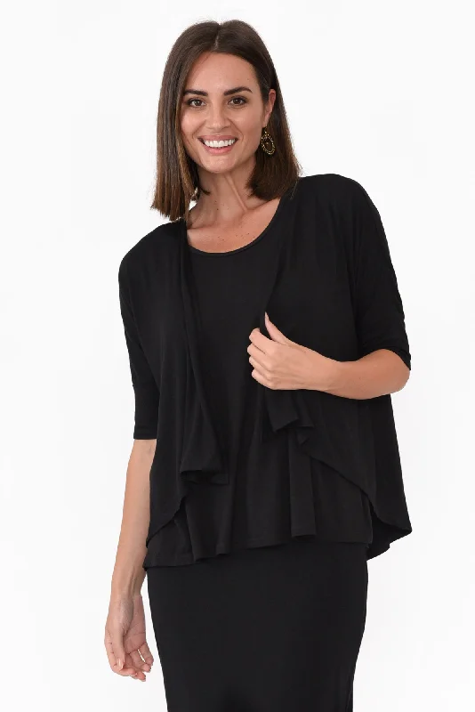 Opal Black Bamboo Cardigan