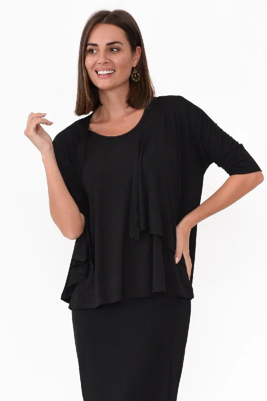 Opal Black Bamboo Cardigan