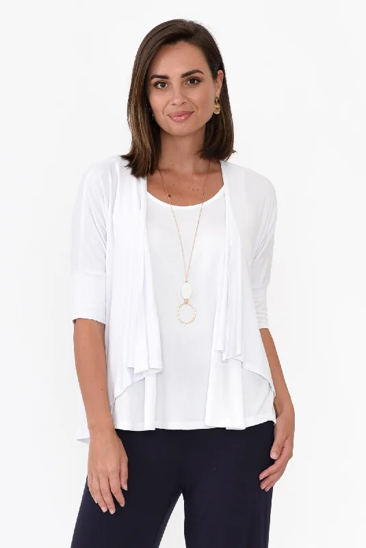 Opal White Bamboo Cardigan