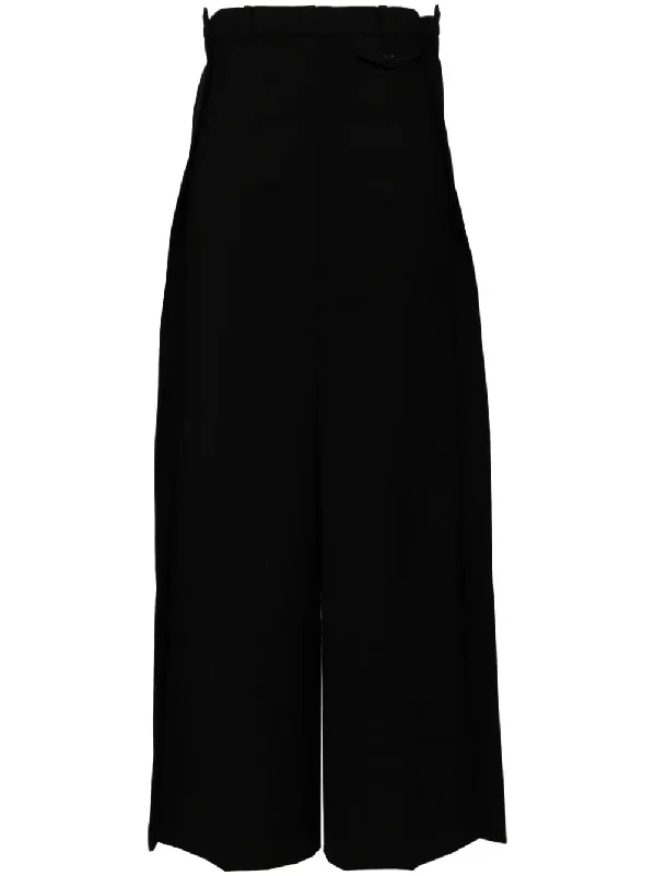 Black Side Folded Wide Pants