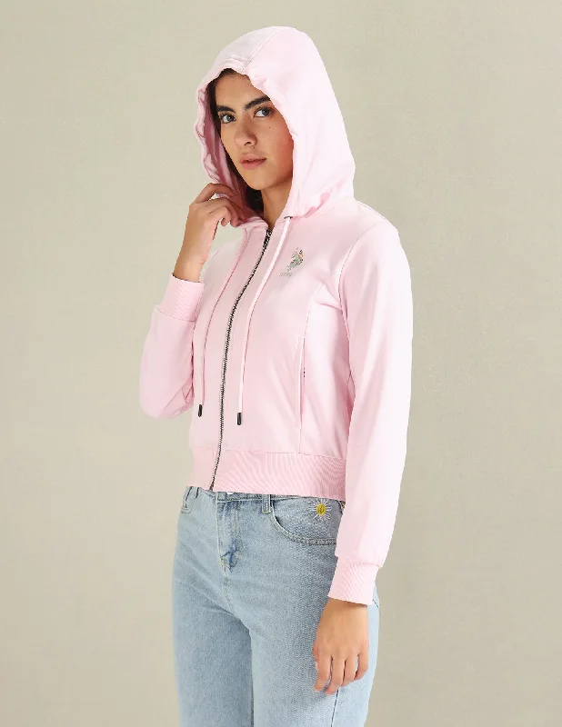 Solid Zip Up Hooded Sweatshirt