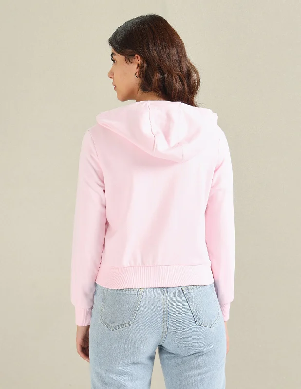 Solid Zip Up Hooded Sweatshirt