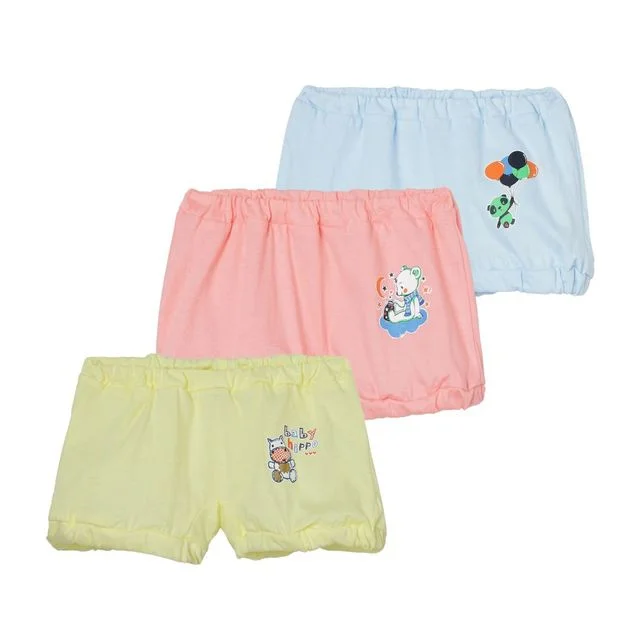 The Boo Boo Club Blue, Pink & Yellow Shorts-Embroidered-Cotton-Pack of 3-For Infants