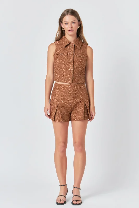 Tweed Short Sleeveless Jacket