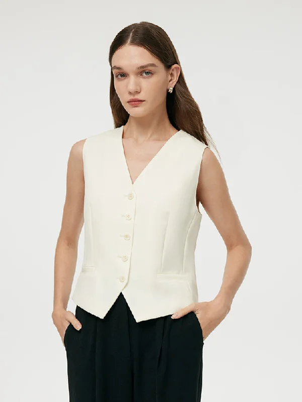 Worsted Wool Single-Breasted Women Vest