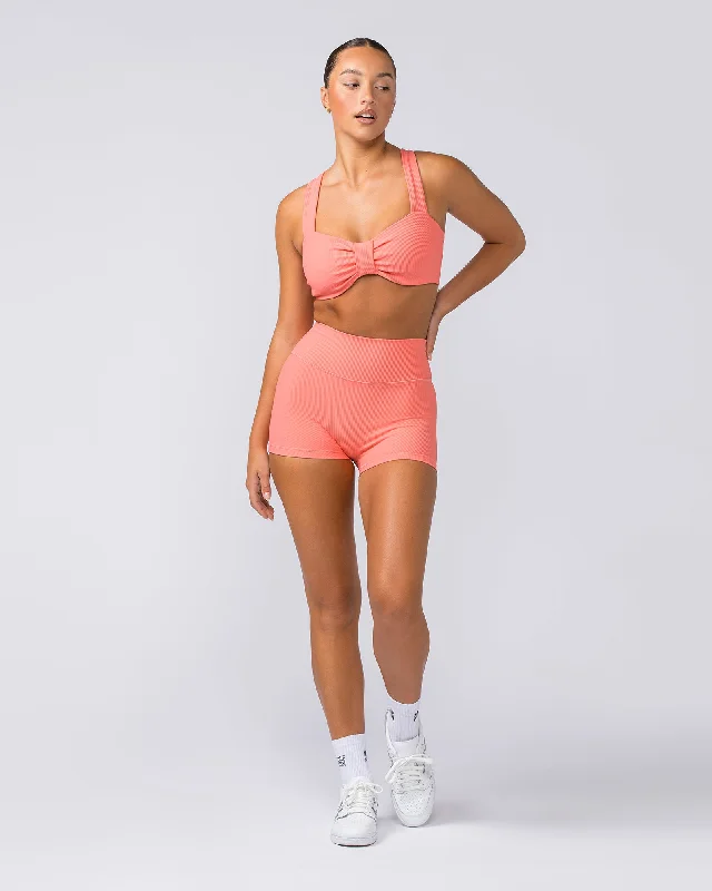 Zero Rise Rib Booty Shorts - Sunset Coral