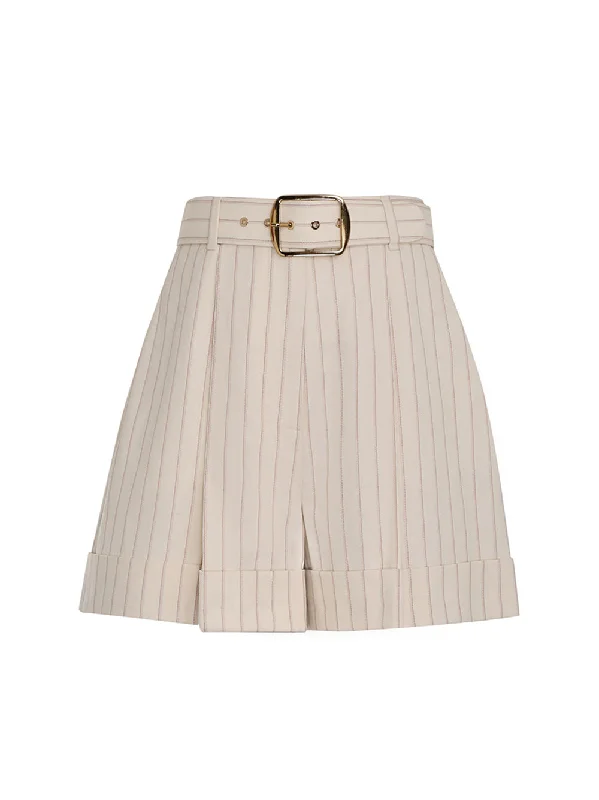 Tranquillity Long Line Short (Cream Pinstripe)