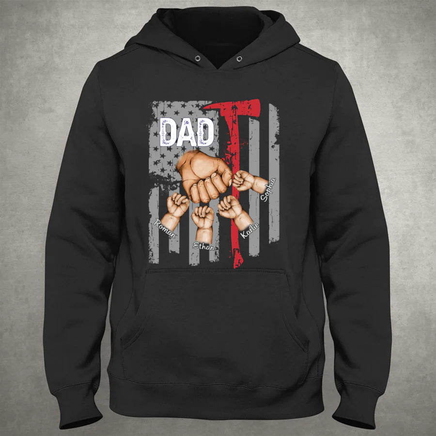 Dad Kids Hands Firefighter Hoodie