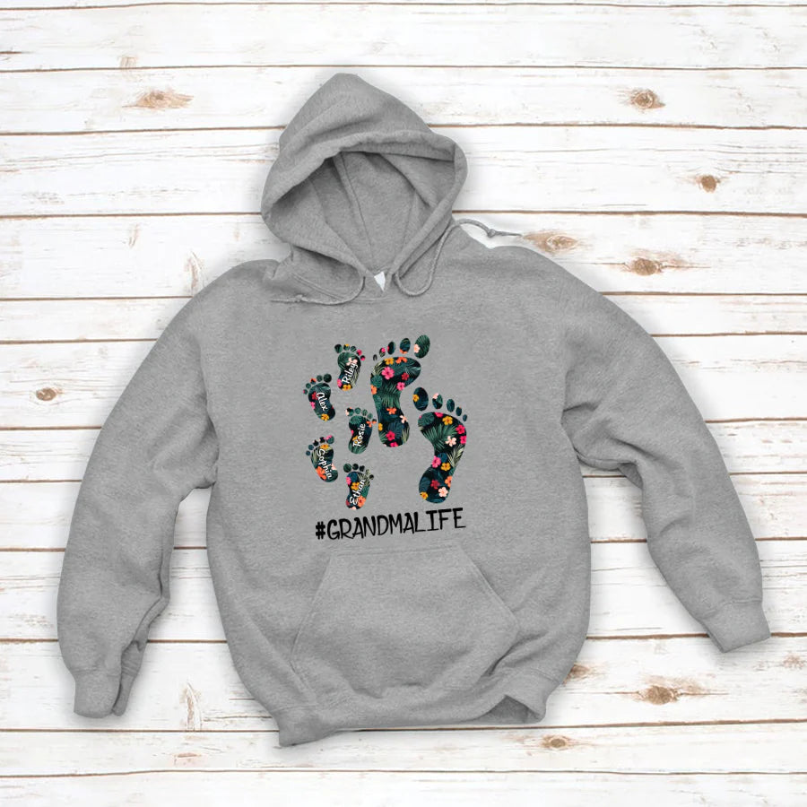 Grandma And Grandkids Foot Flower VT01 Hoodie