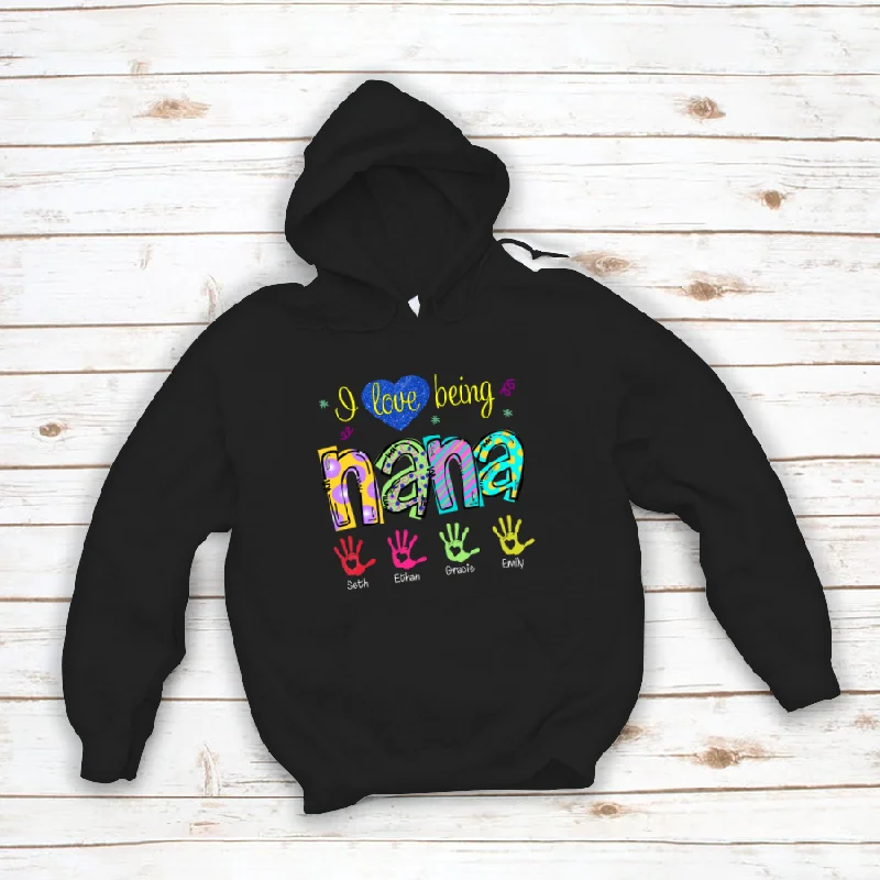 I Love Being Nana Colorful Hands Hoodie