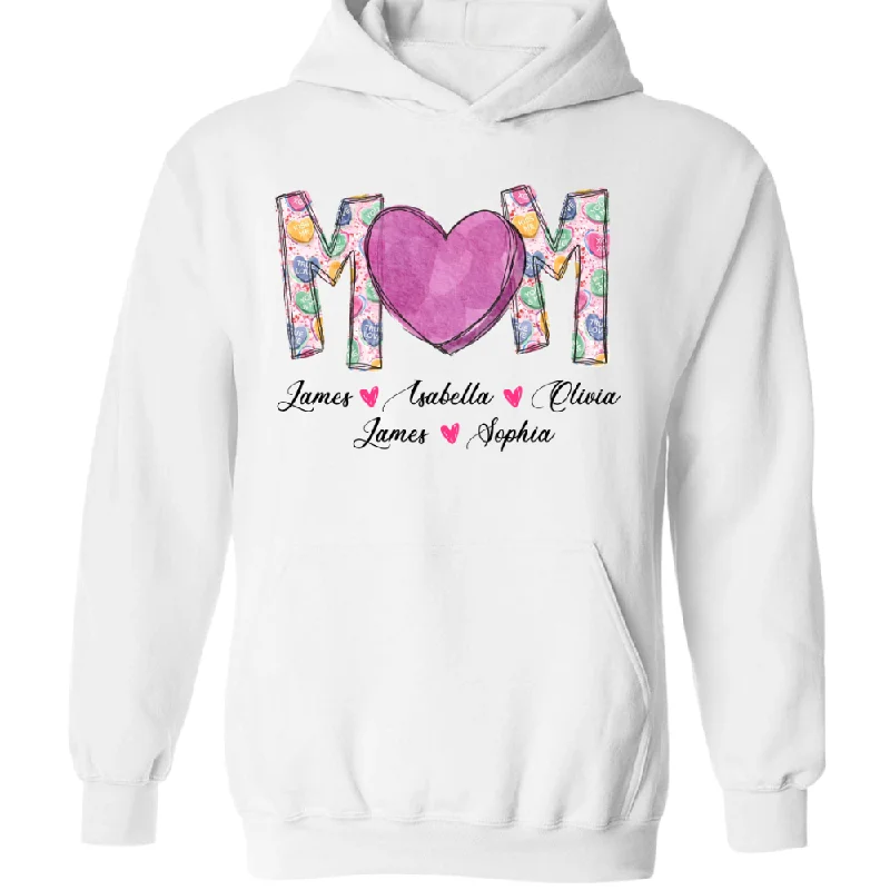 Personalized mom and kids valentine day heart Hoodie