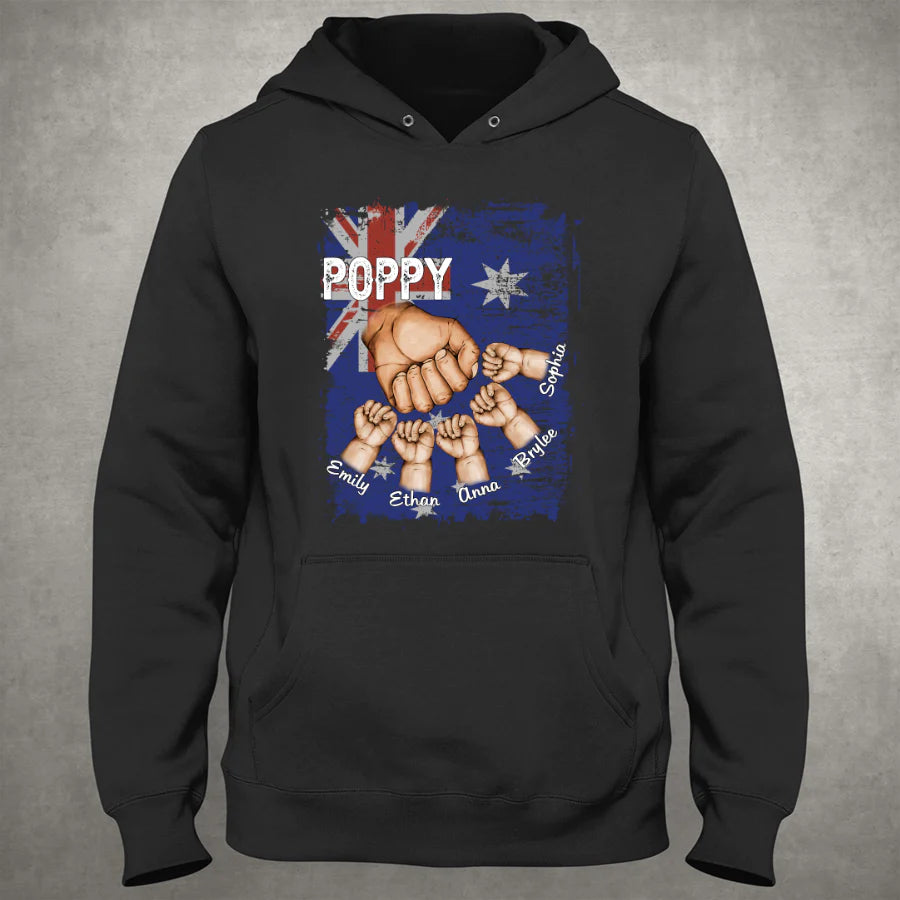 Poppy Grandkids Hands Flag Australia Hoodie