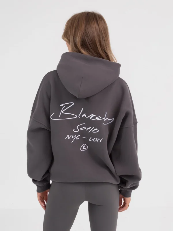 Soho Script Hoodie - Charcoal