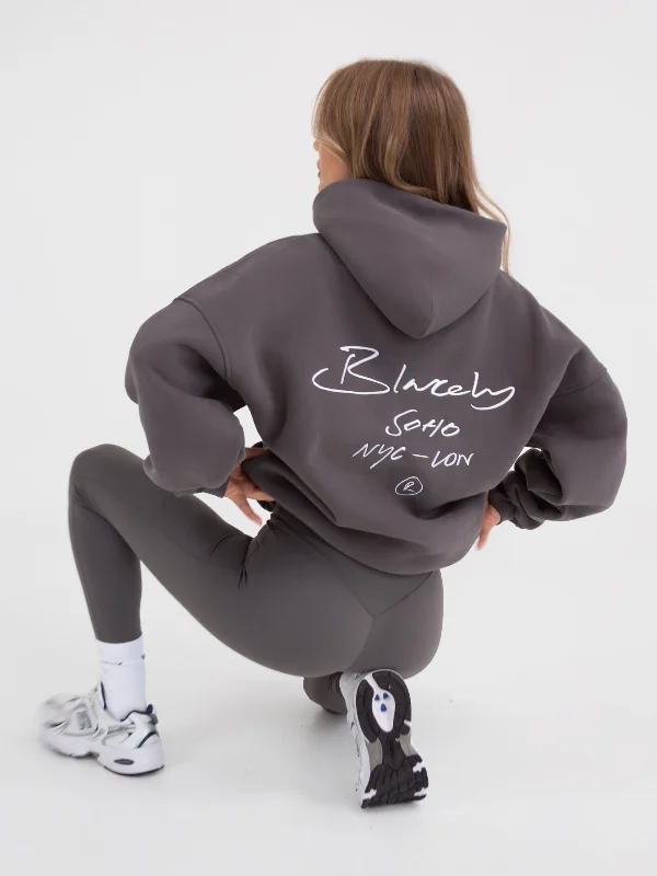 Soho Script Hoodie - Charcoal