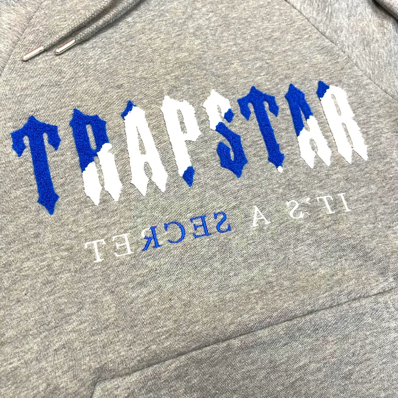 Trapstar Chenille Decoded Hoodie - Grey / Dazzling Blue